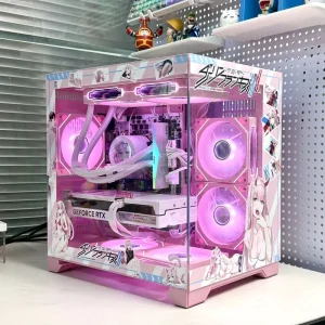 Pink Anime Custom PC Case Sea View Room Micro ATX ITX Mini Tower Gaming Computer Case OEM Color Supplier