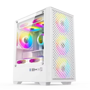 Popular WANMISLE Mid Tower MicroATX Aluminum Alloy Gaming PC Case with Side Panel Window White Black ITX Support