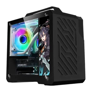 Portable Desktop Computer M ATX ITX RGB Full Tower Case With Tempered Glass Transparent Panel