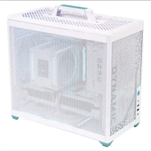 Portable Gaming PC Case with Handle Mesh Side Panel High Airflow Compact MATX Computer Chassis for DIY Desktop