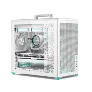Portable Micro-ATX ITX Gaming PC Case with 0.7mm Tempered Glass, White