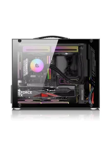 Portable Micro ATX Mid Tower PC Case with USB 3.0 Type-C Interface Aluminum Alloy and SPCC Glass
