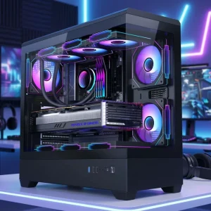 Power Desktop Gaming Computer PC Case RGB ATX Motherboard Competitive Game Chassis for 240 Water Cooler