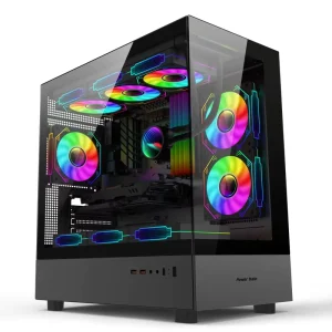 Power Train Tempered Glass Micro ATX Gaming PC Case