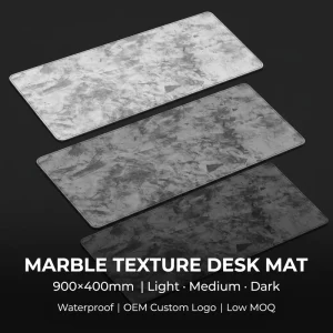 Premium Waterproof Desk Mat 900x400mm XXL Gray Marble Mouse Pad Non slip Stitched Edge OEM Bulk Order for Luxury Office Setup