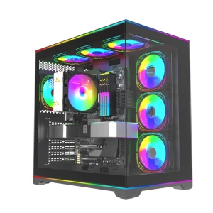 Production with Power Front Panel Glass RGB Strip Temperature Display Dustproof Outdoor PC Gaming Anime Computer case