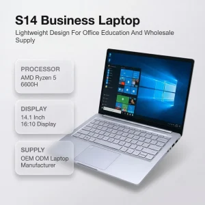 Professional Laptop Notebook Computer AMD Ryzen 5 6600H 14.1 Inch 2240×1440 Display 24GB LPDDR5 1TB SSD OEM ODM Brand Ready