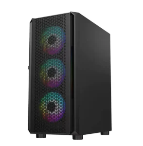 R21 Black Metal Gaming PC Case with Double-Sided Tempered Glass