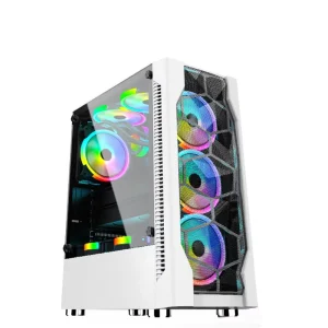 RGB ATX Gaming Computer Case PC Frame Chassis with Audio Port Plastic CPU Cabinet with Fan