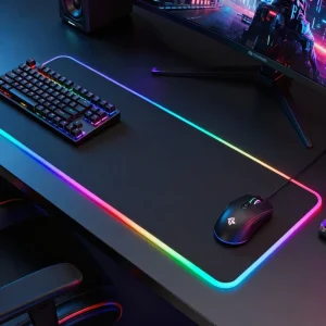 RGB Color Lighting Gaming Mouse Pad with Anti slip Waterproof and Soft Features LED Lighting Supports Custom Patterns
