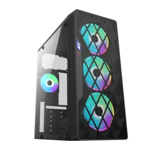 RGB Fan Gaming Case with USB Type-C Tempered Glass Metal Structure