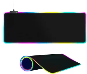 RGB Large Gaming Mouse Pad Premium Woven Fabric with Stitched Edges Non slip Base Waterproof Coating Wireless Charging Style