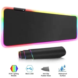 RGB Lighting Gaming Mouse Pad Large Waterproof Rubber No Slip Mat for PC Laptop Keyboard Desk Carpet for Computer Gamers