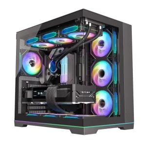 RGB Strip Back-Connect Steel Mid Tower Computer Gaming PC Case Wide Cube ATX Chassis Support 360mm Liquid Cooler