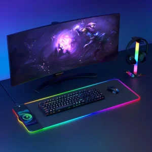 RGB Wireless Charging Gaming Mouse Pad with Extended Keyboard Desk Mat