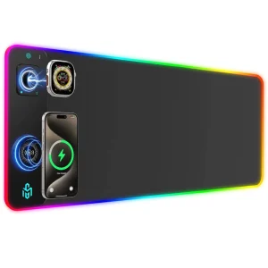 RGB Wireless Charging Mouse Pad Large Custom Desk Mat 3 in 1 Waterproof Gaming Desktop Mouse Pad for Gaming