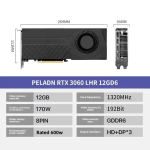 RTX 3060 12GB GDDR6 Turbo-Cooled Graphics Card for Server and Desktop PCs Deep Learning AI Graphics Rendering