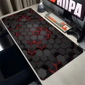 Red Honeycomb Rubber Base Xxl PC Gamer Mouse Pad Computer Accessories Desk Pad Non Slip Gaming Mouse Pad for Office Home