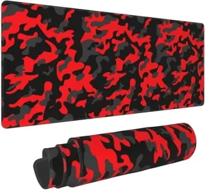 Red and Black Camouflage Cartoon Large Non-Slip Eco-Friendly Gaming Mouse Pad with Rubber Base for Desktop Protection