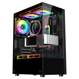 Ruix 305 SE Micro ATX Case Doubled Tempered Glass Side Panel 5 Fans Position Desktop Gaming Computer Case Support 290 VGA