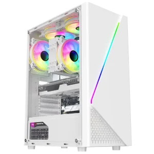 Ruix Achilles High Airflow ATX Desktop Computer Tower Case White with RGB Lights Mid Tower Popular Gaming in Stock