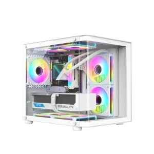 Ruix Carnival S2(Curved) M ATX Case Full View Seaview Hyperboloids Tempered Glass Side Panel Mini Computer Case 7 Fans Position