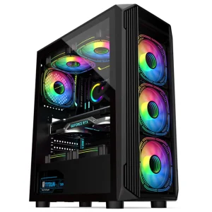 Ruix Cooling 7 Micro ATX ATX ITX Computer Case Double Sided Tempered Glass Transparent Gaming Office PC Mid Tower