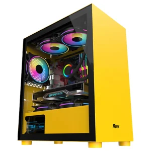 Ruix D2 Yellow PC Case Mid Tower with Hinged Opening Door Unique Design Fantastic Micro ATX Office Computer Case in Stock