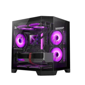 Ruix Micro ATX ITX Gaming Desktop Computer Case Mini Mid Tower with Tempered Glass and PC Attractive Fish Tank Design
