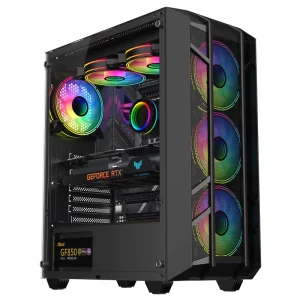 Ruix Symmetrical Mesh Panel Mid Tower ATX Gaming Case Stylist Desktop CPU Computer Cabinet Made of Durable Aluminum Alloy Stock