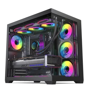 Ryzen 360 Gaming Computer Case Desktop ATX Vertical Full Tower Tempered Glass Support Standard ATX Power