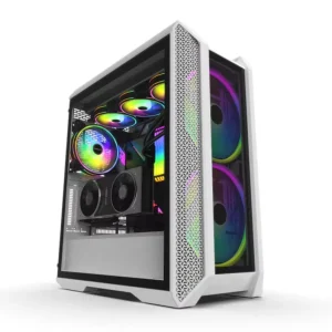 S03 White Full Tower Aluminum Alloy PC Case with Tempered Glass Side Panel Window and EATX Support