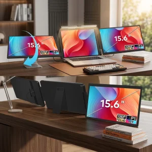 S10 Laptop Monitor Extender 15.6 Inch Triple Portable Monitor FHD 1080P IPS Screen for Macbook Pro Max Windows Gaming Office