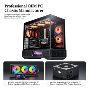 SAMA PC Case Computer Case Tempered Glass Mid Tower ATX CPU Gaming Desktop PC Cabinet Computer Chassis with LCD Screen Display