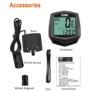 SD-581 Bicycle Computer Waterproof Speedometer Mileage Meter Wired English Display