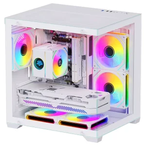 SNOWMAN CS049 OEM Custom Gaming ATX PC Case & RGB Fans Aluminum Alloy Mid Tower with Glass Cabinet for Desktop Computer