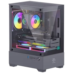 SNOWMAN CS085 Mid tower ATX PC Case for Gaming Efficient High Airflow Prefitted 120 RGB Fans with Vibrant Lighting Effects