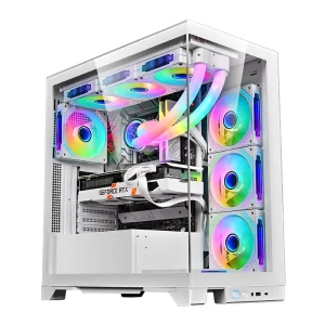 SNOWMAN Heavy Duty Spacious Full Tower Computer Case Excellent Cable Management Clean Aesthetic for All Builds White Black