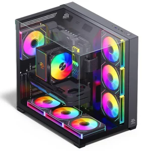 SNOWMAN New Design CS015 Pro High Airflow Spacious PC Case with Full View Tempered Glass for ATX M ATX Mini ITX