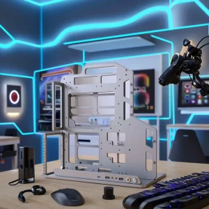 SOC-AP Aluminum Mid Tower Open PC Case RTX 5080 GPU Support Side Panel Window Dual Cooling