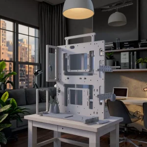 SOC-B-Y Silver Aluminum Gaming PC Case Open Chassis Mid Tower Dual Cooling Glass Side ATX Compatible