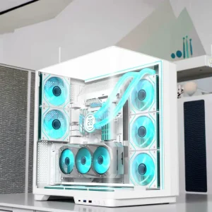 SOEYI New Trending Round Angle ATX PC Gamer Mid tower White Case M B Back Plugin Mid Tower ATX Gaming PC Case Optional ARGB Fan