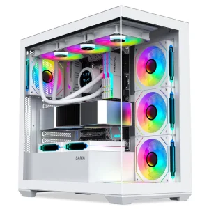 SV01 Mid Tower ATX White Gaming PC Case with Fans