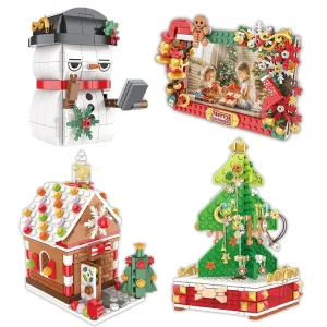 Samtoycn New Micro Mini Building Block Set Christmas Tree Santa Snowman Architecture Model DIY Educational Kids Toy Gifts