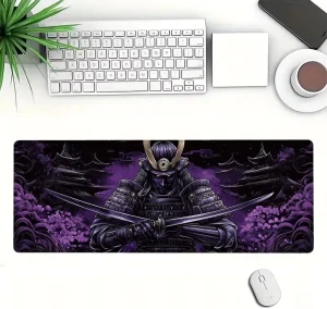 Samurai Gaming Mouse Pad Large Purple and Black Japanese Temple Extended Gaming Mouse Pad Mat with Stitched Edge Non Slip Base