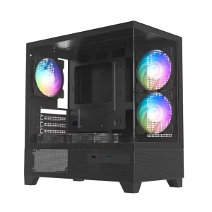 Sea View Dual Tempered Glass Panel Micro-ATX Gaming Mid Tower PC Case