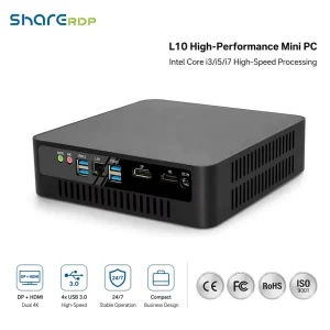 ShareRDP OEM L10 Powerful Workstation Mini PC DDR4 RAM J1900 J4125 Desktop Computer Dual Video Output HDMI DP for Graphic Design