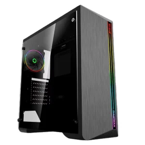 Shine ATX Mid Tower Computer Case ARGB Front Panel Bottom Loaded PSU Steel Construction 12cm Fan Supports Max ATX Board