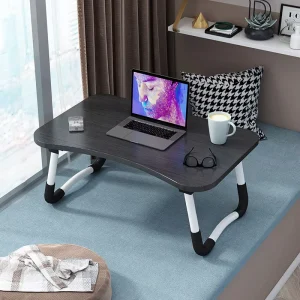 Small Folding Table with Card Slot Cup Holder and Drawer Bed Desk Student Dormitory Home Office Lazy Desk
