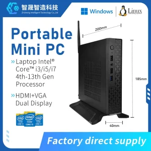 Small Industrial Desktop Computer Mini Host Core i5/i7 16GB RAM ITX Case Fan Cooling Mini Gaming PC for Windows 11/10 Linux